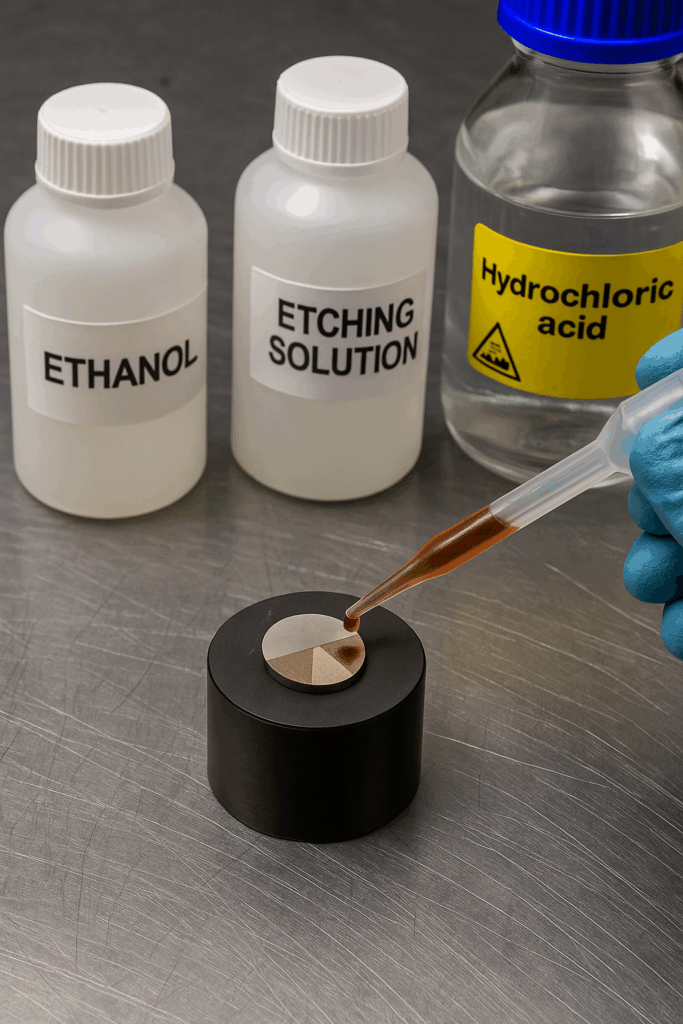 Consumibles metalografía. Ataque quimico metalografía